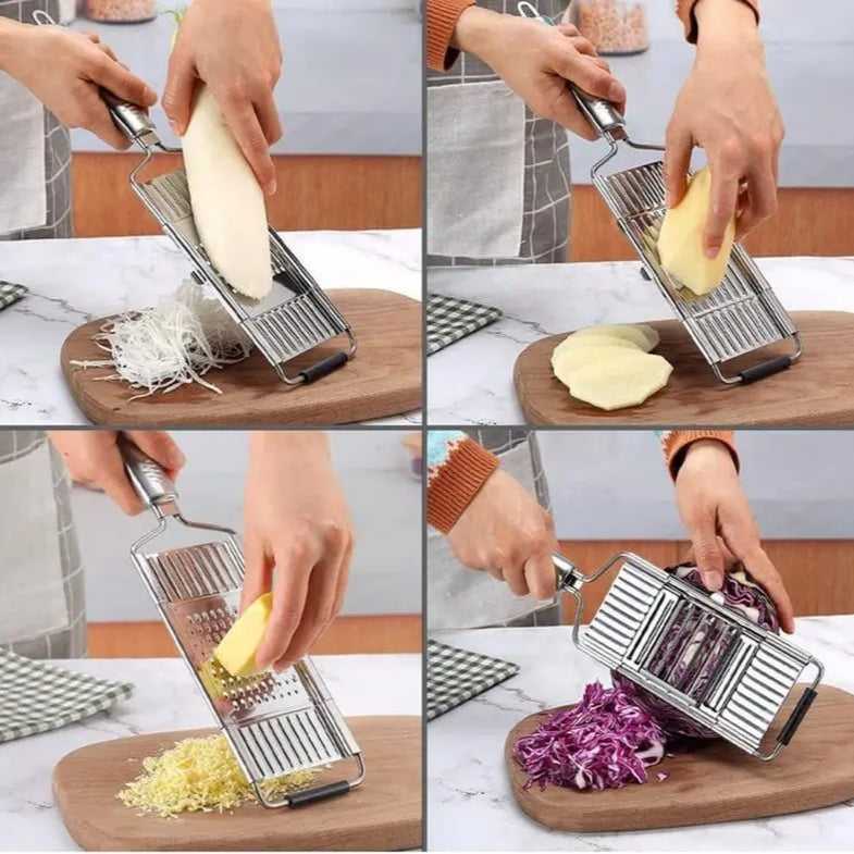 Stainless Steel 4 in 1 Multi-Purpose Vegetable Slicer,with 4 Adjustable Blades for Various Vegetables，An excellent gift choice for Christmas and New Year.