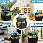 Cleaning Caddy for Cleaning Supplies, 17L Cleaning Supply Caddy with Handle Foldable Cleaning Supplies Organizer Bucket Tool Bag Organizer Cleaning Products Organizers for Home, Garden (Black)v