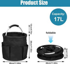 Cleaning Caddy for Cleaning Supplies, 17L Cleaning Supply Caddy with Handle Foldable Cleaning Supplies Organizer Bucket Tool Bag Organizer Cleaning Products Organizers for Home, Garden (Black)