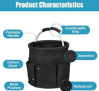 Cleaning Caddy for Cleaning Supplies, 17L Cleaning Supply Caddy with Handle Foldable Cleaning Supplies Organizer Bucket Tool Bag Organizer Cleaning Products Organizers for Home, Garden (Black)