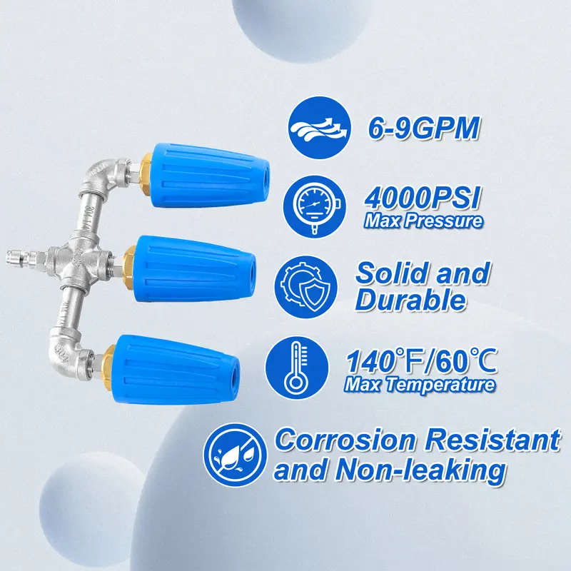 Triple Turbo Nozzle Pressure Washer 360° Rotating Turbo Nozzle with 1/4" Quick Connector 2.0 Orifice 3-in-1 Turbo Nozzle P4000 SI, DealsForYouDays,car accessories