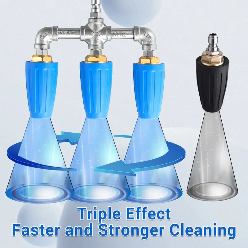 Triple Turbo Nozzle Pressure Washer 360° Rotating Turbo Nozzle with 1/4" Quick Connector 2.0 Orifice 3-in-1 Turbo Nozzle P4000 SI, DealsForYouDays,car accessories