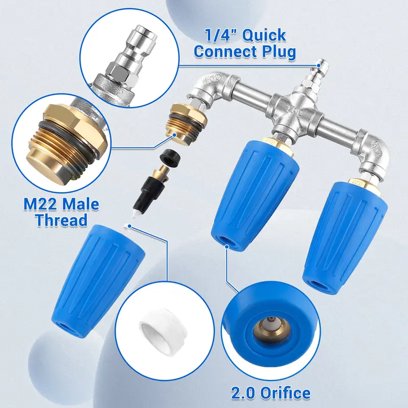 Triple Turbo Nozzle Pressure Washer 360° Rotating Turbo Nozzle with 1/4" Quick Connector 2.0 Orifice 3-in-1 Turbo Nozzle P4000 SI, DealsForYouDays,car accessories