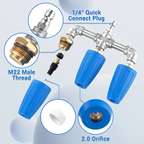 Triple Turbo Nozzle Pressure Washer 360° Rotating Turbo Nozzle with 1/4" Quick Connector 2.0 Orifice 3-in-1 Turbo Nozzle P4000 SI, DealsForYouDays,car accessories