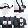 Head & Chest Strap Phone Holder, Mobile Accessories for Hands-Free Filming, Adjustable Comfortable Universal Smartphone Mount for Vlogging, Outdoor Adventures, POV Action Shots Live Streaming   [Sold 931 units]