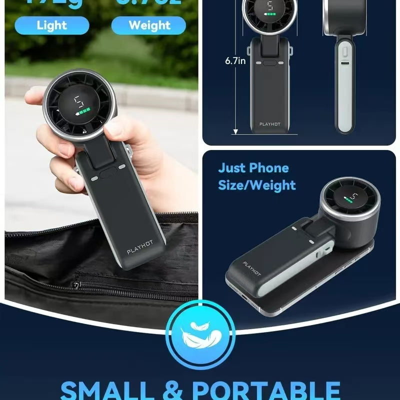 PLAYHOT Turbo Jet Multifunctional Cooling Handheld Portable Fan - 4000mAh Long-Lasting, Pocket-Sized, Energy-Saving 2026 Tools and Gadgets, 5V Rated for Steady Power, Outdoor/Cool Gadgets, In-Car Gifts for Live Show Goers