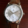 1PC Men's Watch, Analog Quartz Movement, Simple Textured Silver Dial, Calendar Function, Coffee-Colored Leather Strap, SUS304 Stainless Steel Case, Gift for Family and Friends, Quartz Wristwatches  [Sold 1000+ units]