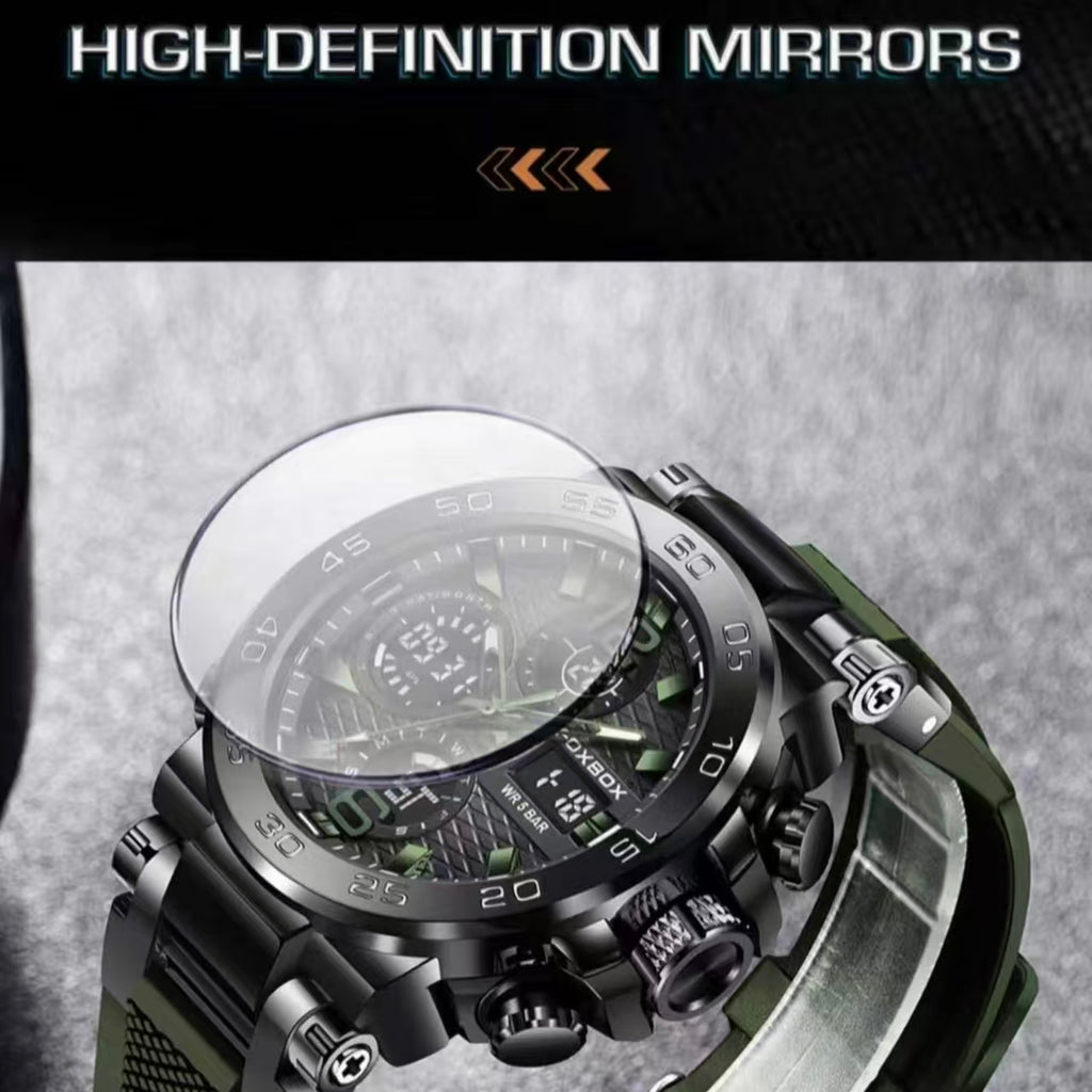 Men's Waterproof Digital Sports Watch with Luminous Dial Alarm Function, Wristwatch Gift with Box, Digital Analog Watch, Water Resistant Watch  [Sold 1000+ units]