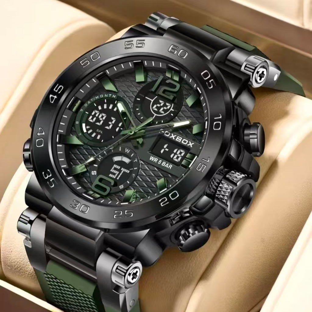 Men's Waterproof Digital Sports Watch with Luminous Dial Alarm Function, Wristwatch Gift with Box, Digital Analog Watch, Water Resistant Watch  [Sold 1000+ units]