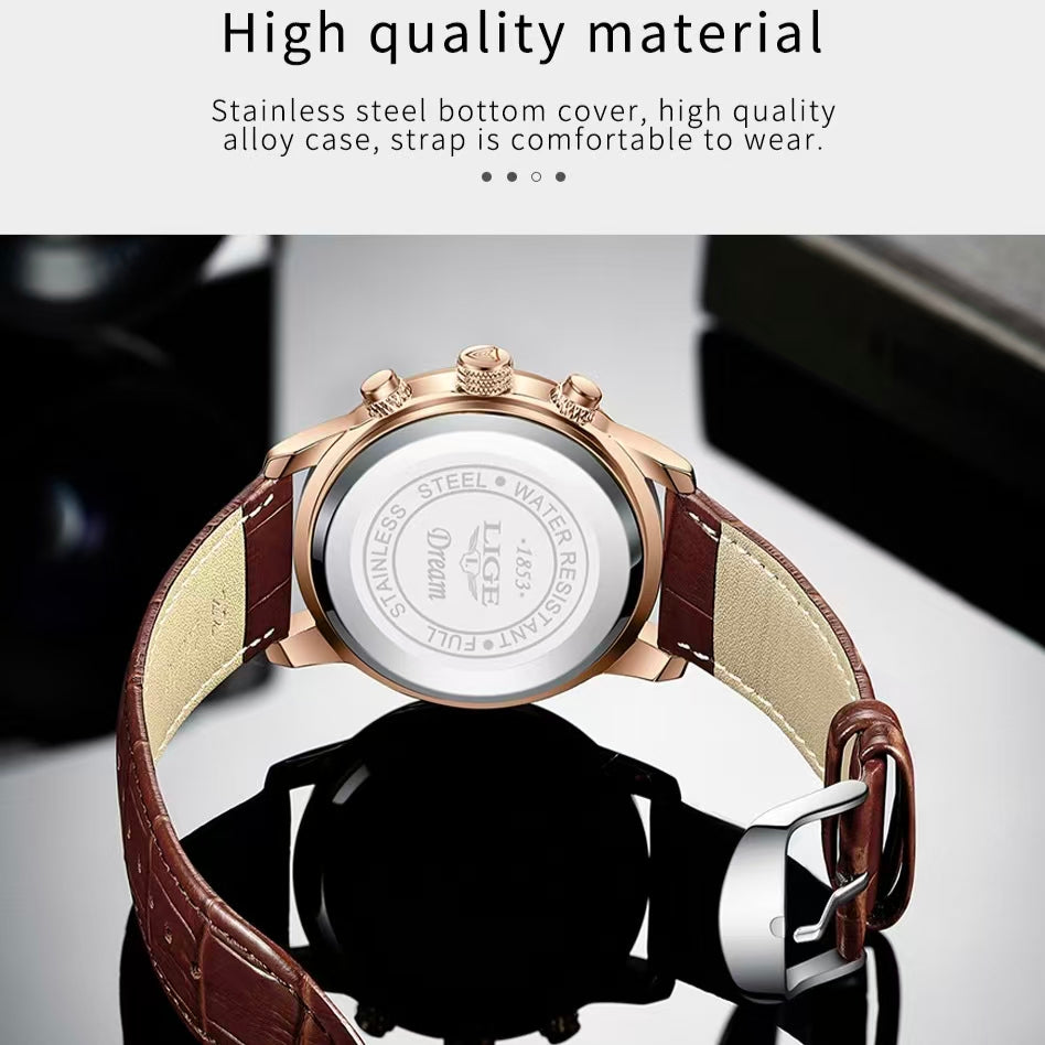 Men's Business Fashion Round Dial Analog Quartz Watch, Business Quartz Watches, Summer 2024 Casual Pu Leather Strap Watch, Perfect Gift for Men, with Box  [Sold 1000+ units]