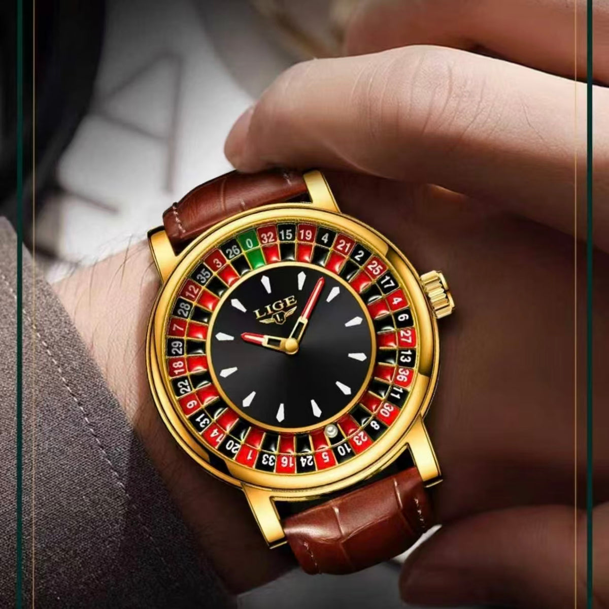 Men's Fashion Round Russian Roulette  Watch, Analog Display, Waterproof Design for Parties and Daily Wear  [Sold 1000+ units]