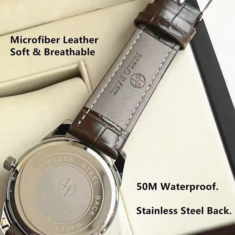 1PC Men's Watch, Analog Quartz Movement, Simple Textured Silver Dial, Calendar Function, Coffee-Colored Leather Strap, SUS304 Stainless Steel Case, Gift for Family and Friends, Quartz Wristwatches（sold：1850）