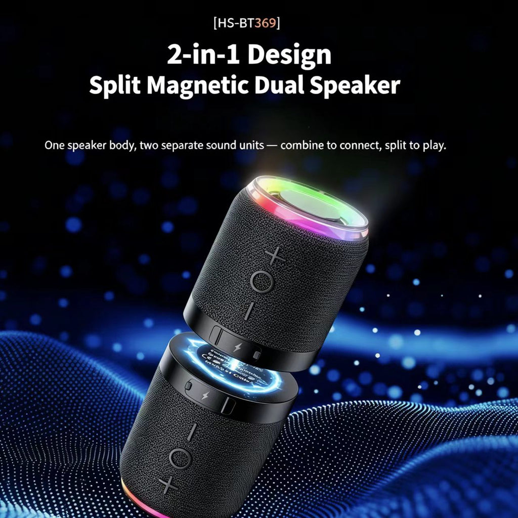 Portable Dual Magnetic Bluetooth Speaker, 360° Surround Sound, Sync RGB Breathing Lights, Long‑Lasting 2000mAh Battery, Support TF/FM for Home & Outdoor Use  [Sold 1000+ units]