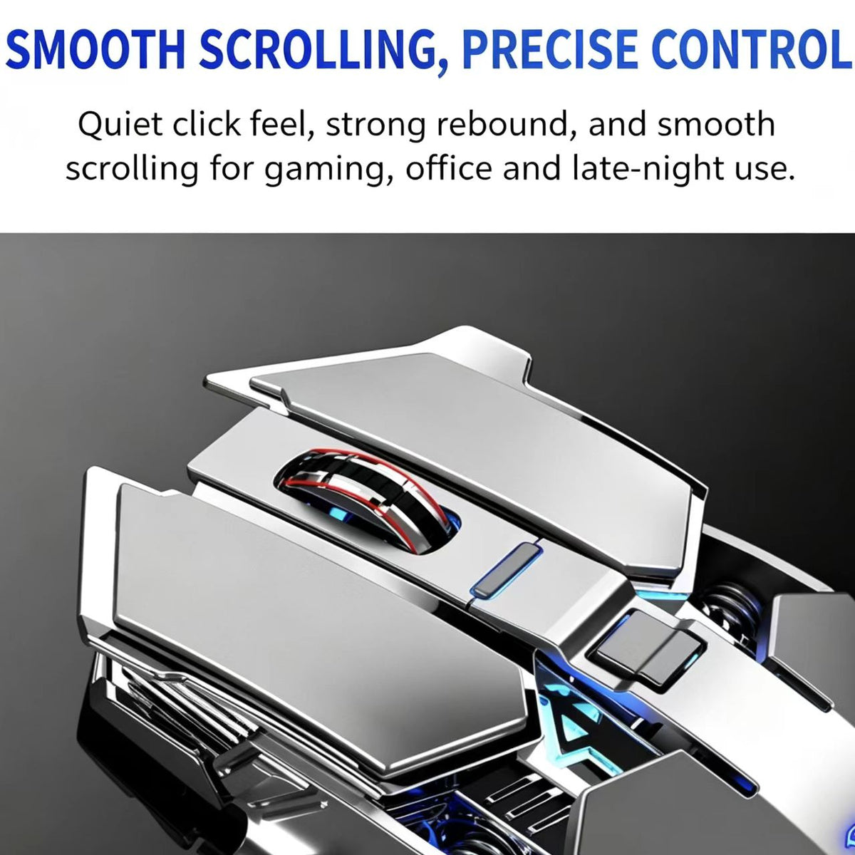 Mechanical Feel Wireless Gaming Mouse With Adjustable DPI & Breathing LED Lights. High Performance 2.4G Wireless Gaming Mouse With 4 Color Changing Lights  [Sold 1000+ units]