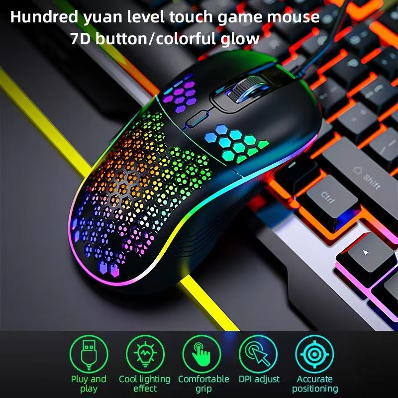2.4G Wireless RGB Gaming Mouse, Honeycomb Lightweight Rechargeable Gaming Mouse For Laptop & PC, Auto Sleep Power Saving Gaming Mouse  [Sold 1000+ units]