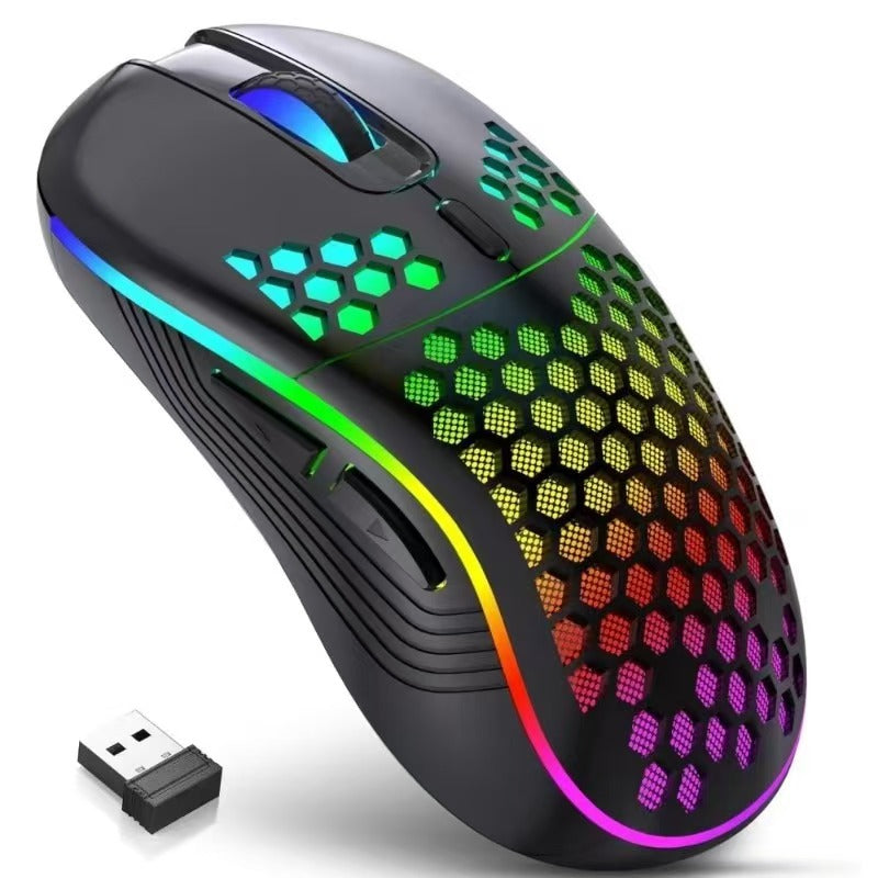 2.4G Wireless RGB Gaming Mouse, Honeycomb Lightweight Rechargeable Gaming Mouse For Laptop & PC, Auto Sleep Power Saving Gaming Mouse  [Sold 1000+ units]