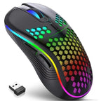2.4G Wireless RGB Gaming Mouse, Honeycomb Lightweight Rechargeable Gaming Mouse For Laptop & PC, Auto Sleep Power Saving Gaming Mouse  [Sold 1000+ units]