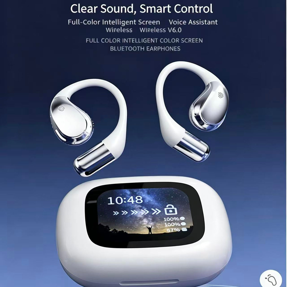 2026 New Bluetooth Earphones Cross-Border OWS In-Ear Sports Smart Color Screen ENC Noise-Canceling Wireless Bluetooth Headphones（sold：922）