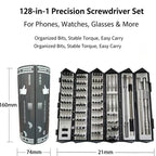 128-in-1 Precision Screwdriver Set, Portable Roll-Up Tool Kit with Chrome Vanadium Steel Bits for Electronics, Phone & Laptop Repair [Sold 629 units]