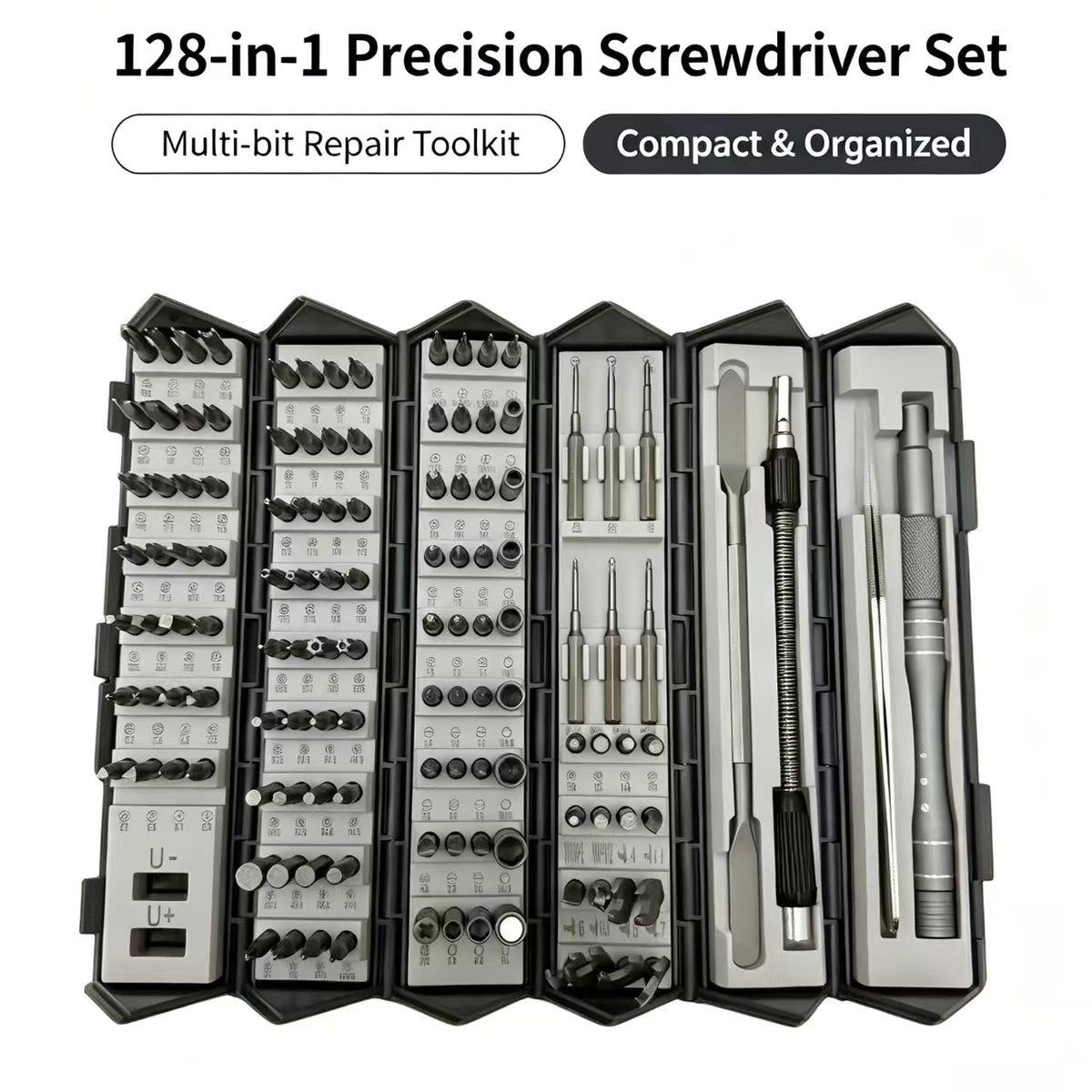 128-in-1 Precision Screwdriver Set, Portable Roll-Up Tool Kit with Chrome Vanadium Steel Bits for Electronics, Phone & Laptop Repair [Sold 629 units]
