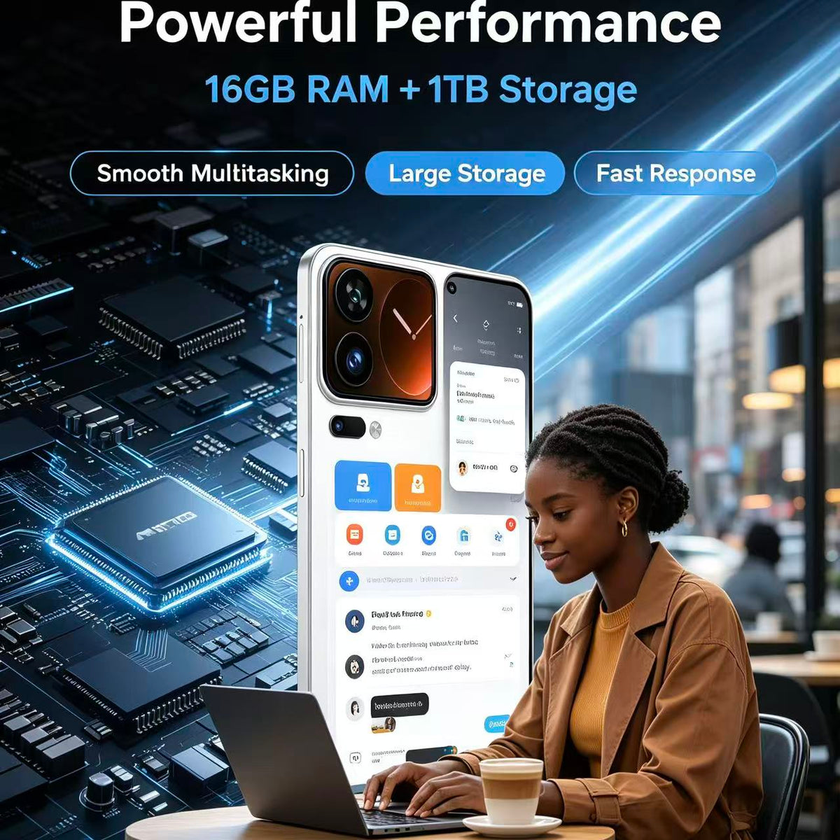 M17 Pro Max Smartphone, 16GB + 1TB, Android, 7.3-inch large-screen phone.（sold：690）