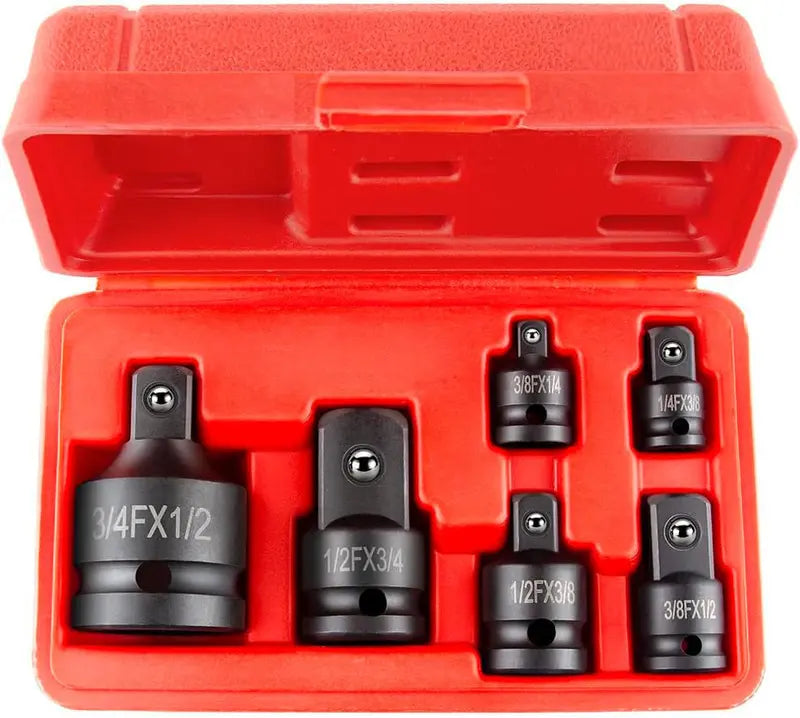 6 Piece impact Socket Adapter and Reducer Set, 1/4", 3/8", 1/2", 3/4" Chrome Vanadium Steel impact Ratchet/Socket Extension/Conversion Kit for automotive maintenance construction engineering  [Sold 1000+ units]