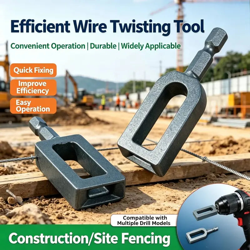 GJAHSH Professional Rebar Tie Wire Twisting Tool for Drills - 2PCS Heavy Duty Steel Wire Twister with 6mm Hex Shank for Construction and Fencing Projects