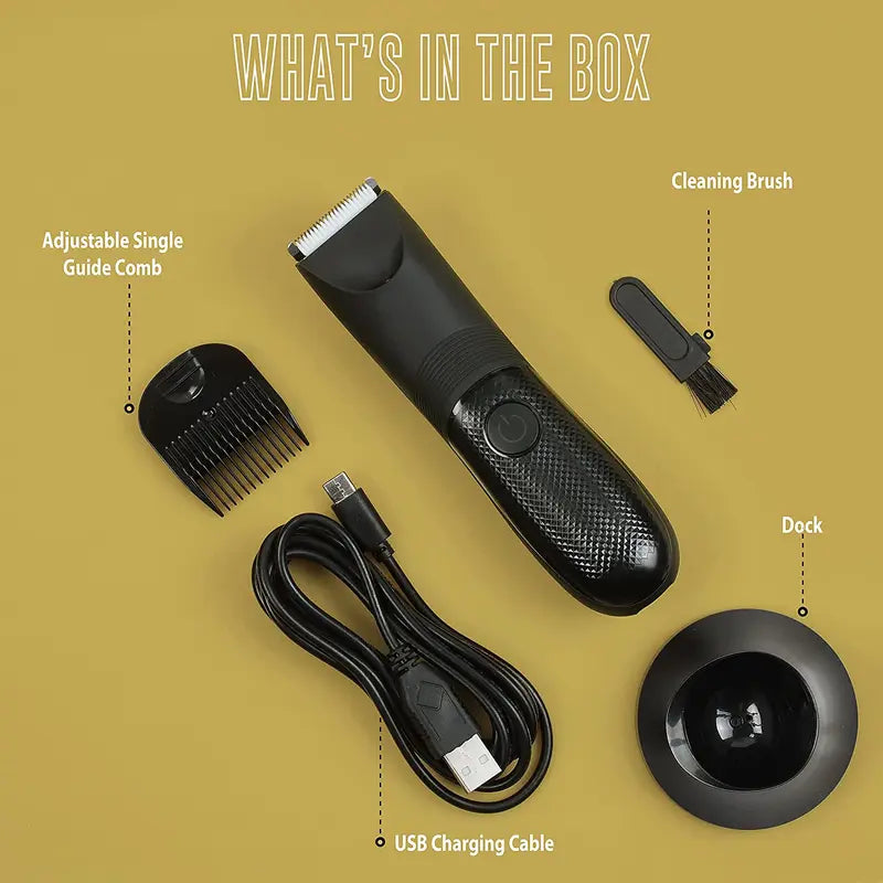 Manscape Trimmer for Men - IPX7 Waterproof Ball Trimmer w/Light & Ceramic Blade, Body Groomer for Pubic/Body/Groin Grooming, Electric Razor Shavers, USB-C Charging, No Nicks, Gifts for Him Dad