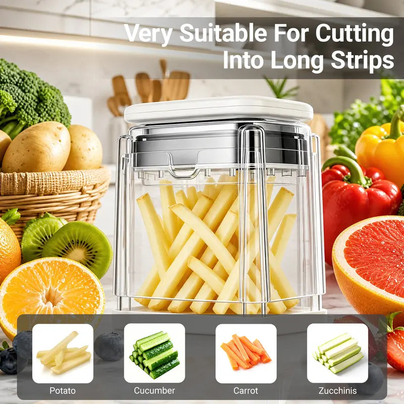 French Fry Cutter - Air Fryer Compatible, Portable Detachable Interchangeable Blade Potato Slicer, Smooth Mandoline Slicer, Rustproof Easy-Clean Vegetable Cutter Kitchen Accessories for Home Low-Oil Fries, Home Cooking