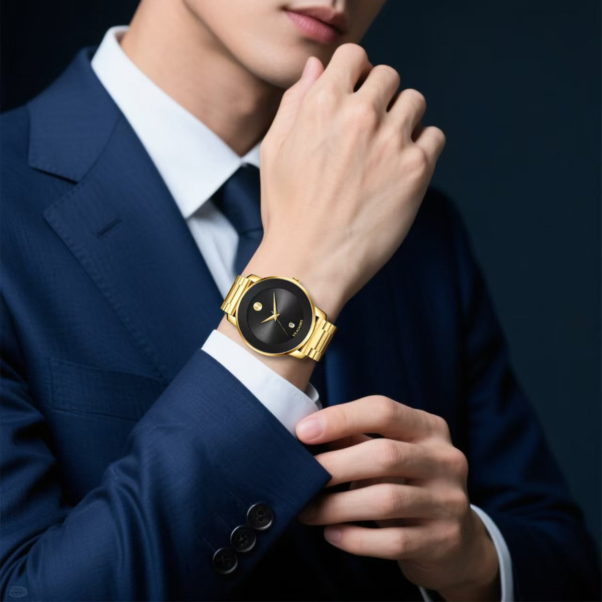 Luxury business quartz watches for ladies and gentlemen, featuring solid stainless steel straps, calendar function, and water resistance. With a minimalist design, they are elegant and durable, suitable for daily wear.（1,000+ sold）