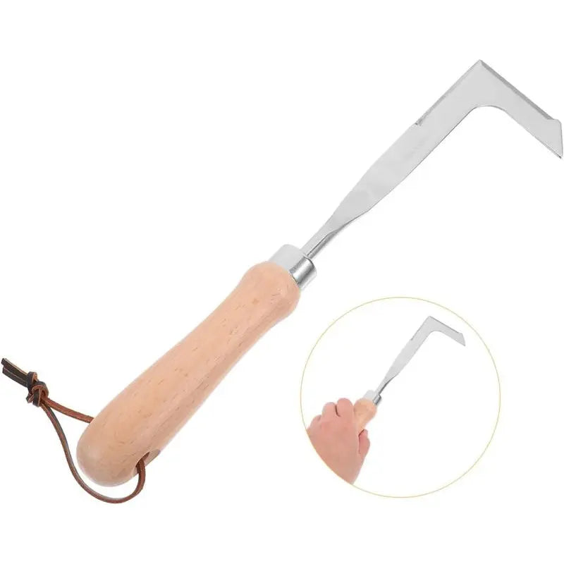 Crack Weeder & Crevice Cleaning Tool,  Stainless Steel Manual Grass Puller with Beech Wood Handle for Sidewalks, Driveways, Patio Pavers, Narrow Wall Gaps and Garden Weeds