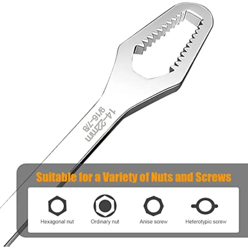 Universal Wrench,8-22mm Universal Torx Self-tightening Wrench,Double-head Torx Spanner,Non-Slip Multi-function Wrench for Most Nuts & Bolts Repair,Professional Car Assembly & Disassembly Tool