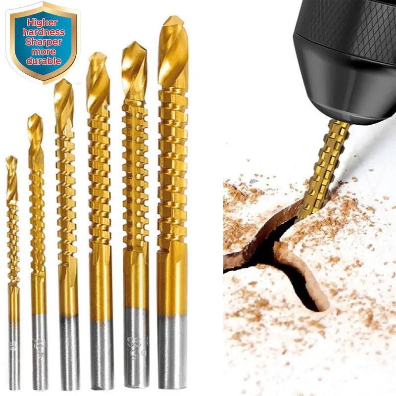 Ti-Coated HSS 6-Tool Metal Kit, Carve & Cut Set for Cutting/Drilling, Screwing, Boring, Durable Metalworking Plunge Tools   [Sold 734 units]