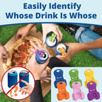 Avant Grub Beverage Barricade - Easy Tab Opener & Drink Protector, Colorful 12-Pack, Shields Soda/Beer from Bugs & Dust, Ideal for Parties, BBQs, Beach Kitchen Utensils