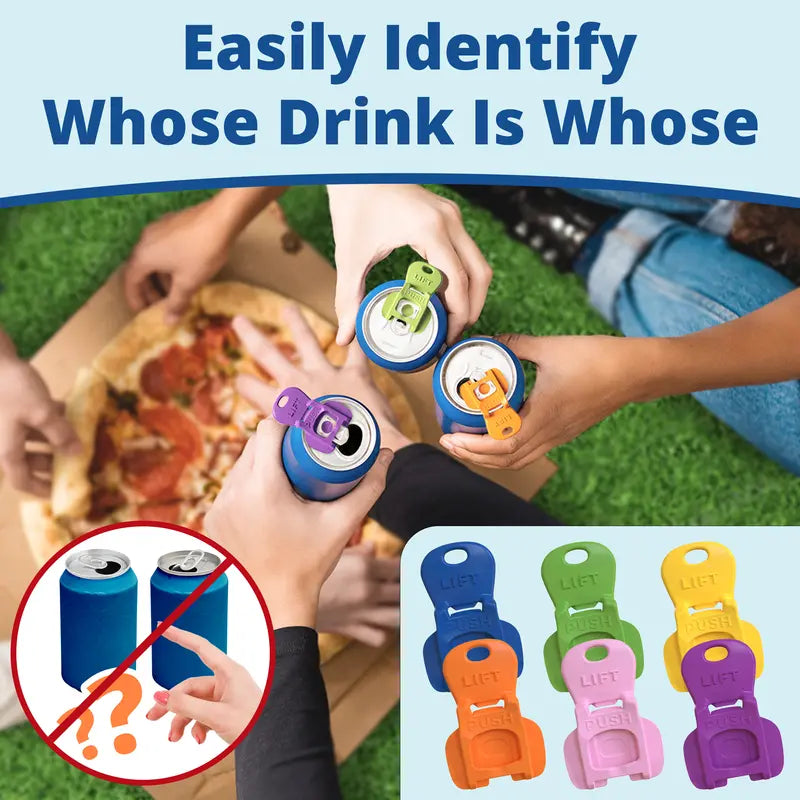 Avant Grub Beverage Barricade - Easy Tab Opener & Drink Protector, Colorful 12-Pack, Shields Soda/Beer from Bugs & Dust, Ideal for Parties, BBQs, Beach Kitchen Utensils