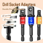 Impact Grade Electric Hand Tool, Screwdriver Socket Adapter Extension Set, Power Drill Sockets Adapter Set, Drill Attachment
