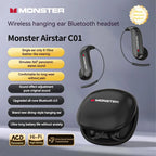 Black Monster Bluetooth Earbuds Zero-Gravity Titanium Ear-Hook Noise Cancelling 145H Playtime IPX5 Waterproof Wireless Headphones Gift for Men Women