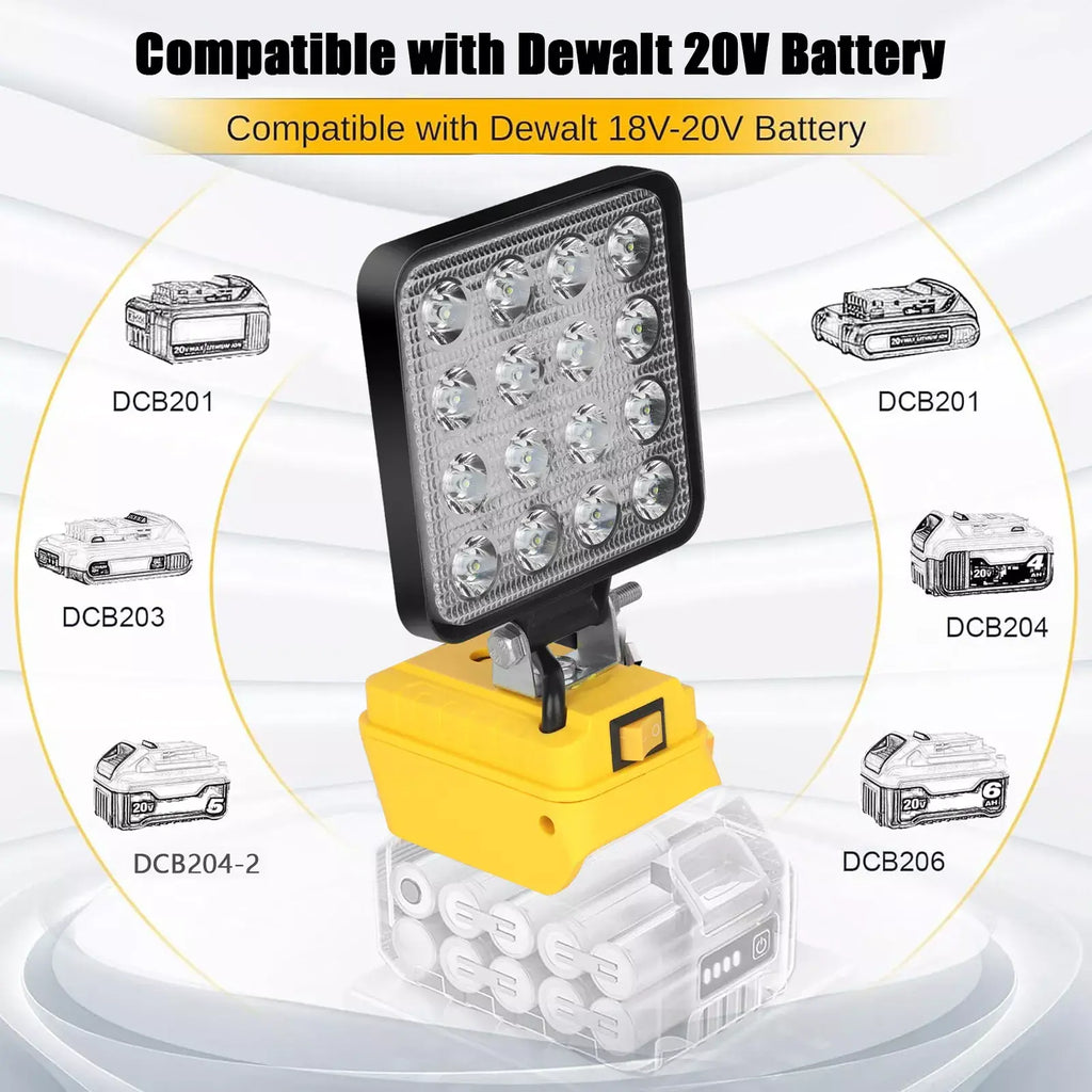 Cordless Led Work Light Compatible with De walt 20V Battery, Portable Flood Light Flashlight [Sold 564 units]