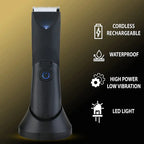 Manscape Trimmer for Men - IPX7 Waterproof Ball Trimmer w/Light & Ceramic Blade, Body Groomer for Pubic/Body/Groin Grooming, Electric Razor Shavers, USB-C Charging, No Nicks, Gifts for Him Dad