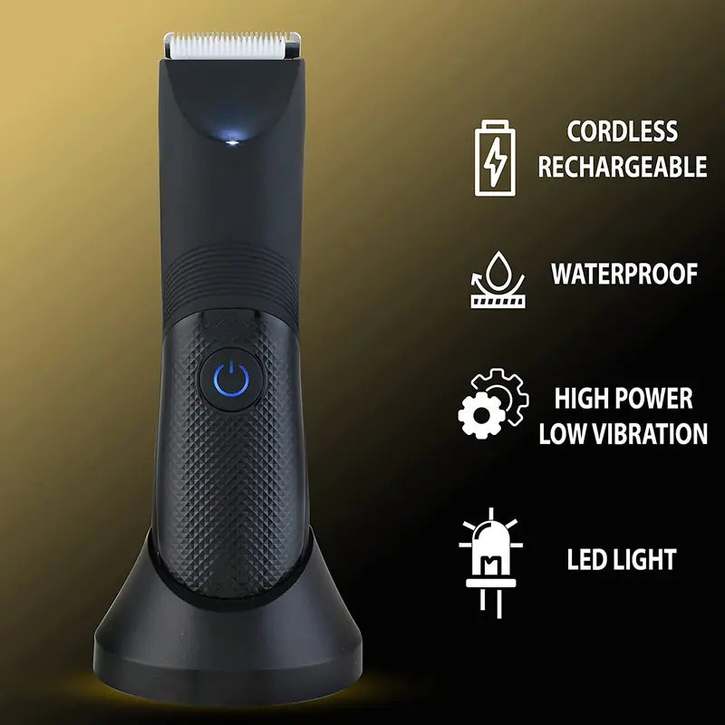 Manscape Trimmer for Men - IPX7 Waterproof Ball Trimmer w/Light & Ceramic Blade, Body Groomer for Pubic/Body/Groin Grooming, Electric Razor Shavers, USB-C Charging, No Nicks, Gifts for Him Dad