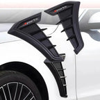 Universal Car Fender Side Vent Cover (2pcs Black TPU Rubber), Adhesive Vinyl Decal Auto Exterior Accessory with Peel-Stick Tape, 3-min No-Tool Fit, Bend-Proof Impact Guard, Glossy Sporty Styling, Shock Absorb  [Sold 948  units]