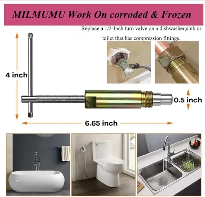 Compression Sleeve Puller Tool Remove Nut & Ferrule Of Pipe 03943, Sleeve Remover For 1/2” Compression Fittings Only, Corroded & Frozen Supply Stops, Plumbing Tools Compression Ring Removal Tool