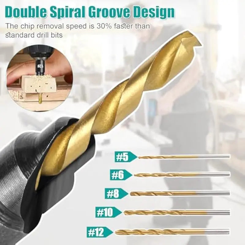 5PCS Countersink Drill Bit Set, Professional Brocas para Madera - Adjustable Wooden Drill Bit Set, Used for Wood Countersink Drill Bit with Depth Stop  [Sold 510 units]