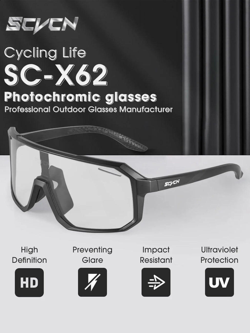 Photochromic Sports Glasses, Modern Sun Protection Racing Cycling Glasses, Bike Shades, Sports Sunglasses, Modern Fashion Fall Outdoor Sports Eyewear, Motorcyclist Thingy [Sold 632 units]