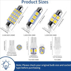 42Pcs Interior LED Car Bulb Kit Car Led Lights, DE3175 T10 194 31mm 41mm Replacement Bulbs for Dome Map Cab & Tail Light, Universal Truck & Car Lighting Accessory（1,000+ sold）