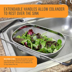 U.S. Kitchen Supply Stainless Steel Colander Strainer - 6-Quart Collapsible Colander with Expandable Rubber Handles - Rectangular Sieve, Fine Mesh Stainless Steel Strainers and Colanders for Kitchen Sold by TCP Global