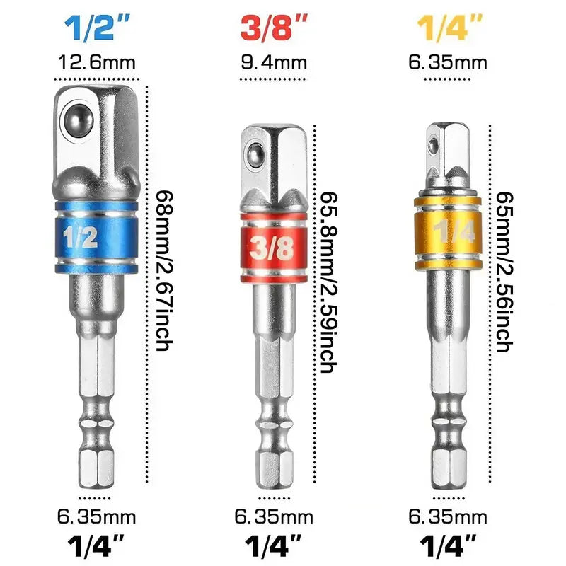 Cr-V Steel Socket Adapter, Impact Socket Extension Tools, Impact Grade Driver Sockets Adapter Extension Set, Nut Driver Socket Adapter, Bead Rod Extension Bar, Wrench Extender Tool, Hand Hardware Tool, Bit Socket Set（1,000+ sold）