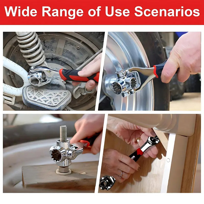 52 in 1 Multifunctional Socket Wrench, 360 Degree Rotating Head Socket Wrench, Combination Wrench Set, Universal Double-ended Wrench Tool for Home & Car Repair