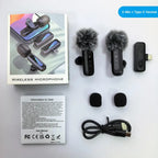 Wireless Microphone, Professional Lapel Mic for iPhone and Android, Wireless Microphone for Video Recording, Teaching, Interviews and Podcasts, Rechargeable Wireless Mic