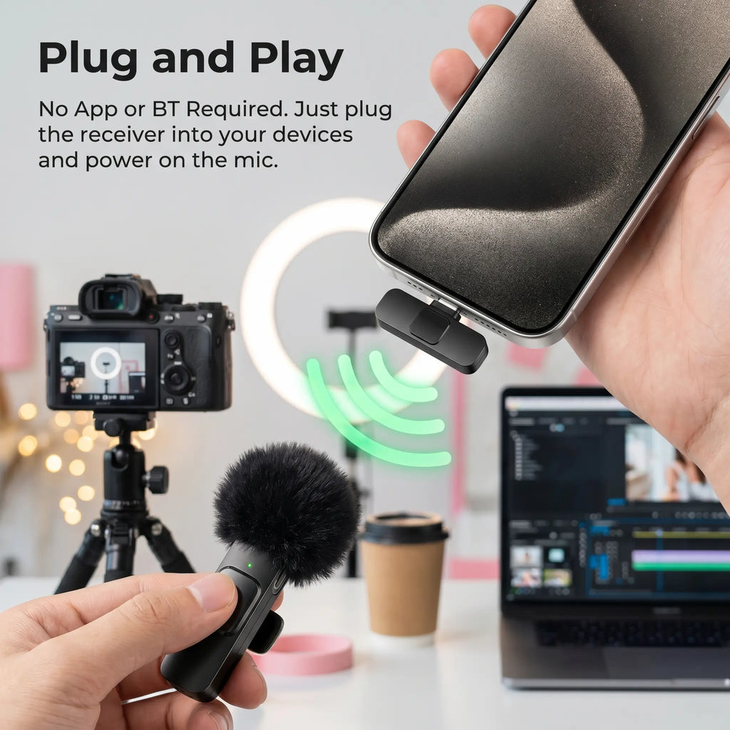 Mini Wireless Lavalier Microphone for iPhone/Android Smartphones,Portable USB-C Lapel Mic for Audio/Video Recording,Plug-and-Play Wireless Microphone for Live Streams,Interviews,Teaching,Vlog,YouTube,Tiktok,USB-C Mics, Abs, Accessories